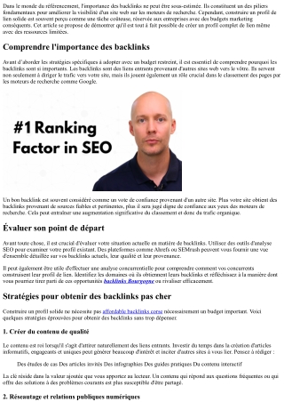 Construire un profil complet de lien avec un budget limité: conseils experts.