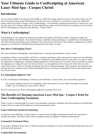 Your Ultimate Guide to CoolSculpting at American Laser Med Spa - Corpus Christi(