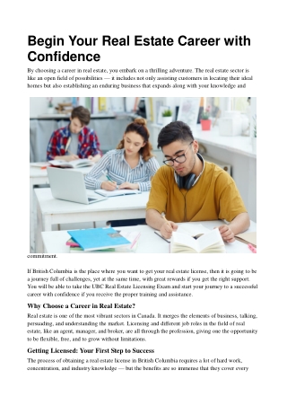 Begin Your Real Estate Career with Confidence