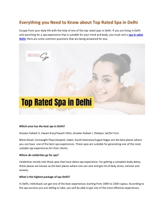 Everything you Need to Know about Top Rated Spa in Delhi