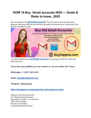 HOW 10 Buy  Gmail accounts 2025 — Guide & Risks to know