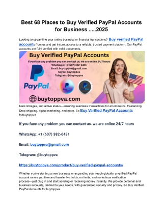 Best 68 Places to Buy Verified PayPal Accounts for Business .....2025