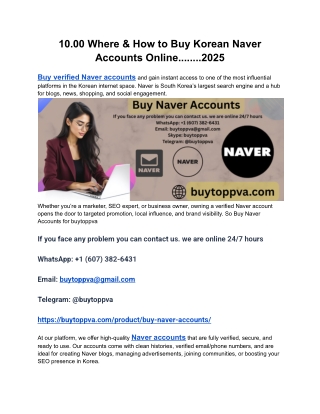 10.00 Where & How to Buy Korean Naver Accounts Online........2025