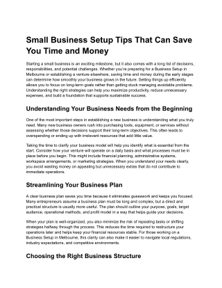 Small Business Setup Tips That Can Save You Time and Money