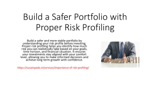 Build a Safer Portfolio with Proper Risk Profiling