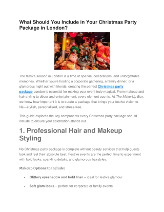 What Should You Include in Your Christmas Party Package in London