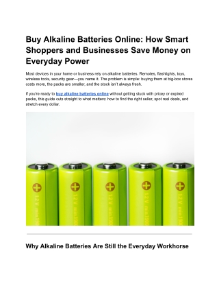 Buy Alkaline Batteries Online - How Smart Shoppers and Businesses Save Money on Everyday Power