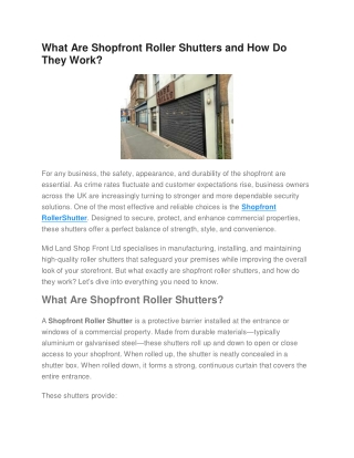 What Are Shopfront Roller Shutters and How Do They Work