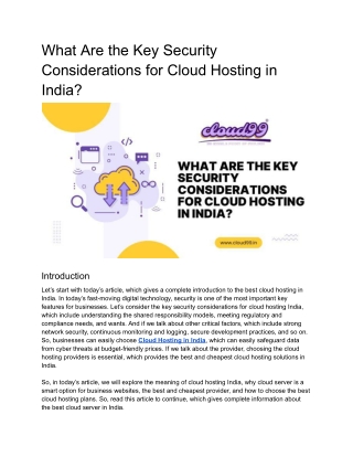 What Are the Key Security Considerations for Cloud Hosting in India_