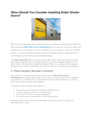When Should You Consider Installing Roller Shutter Doors