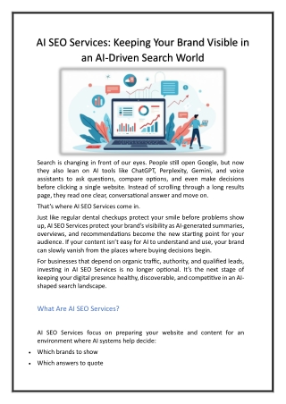 AI SEO Services Keeping Your Brand Visible in an AI-Driven Search World
