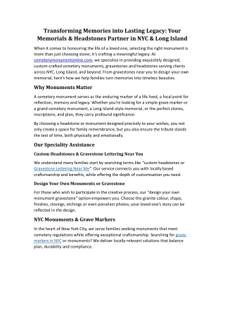 Transforming Memories into Lasting Legacy