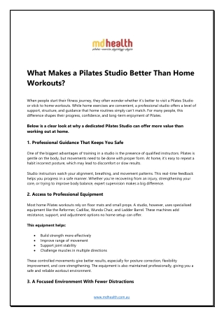 What Makes a Pilates Studio Better Than Home Workouts