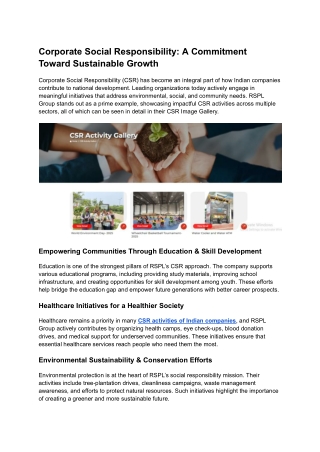 CSR Activities Of Indian Companies _ RSPL Group