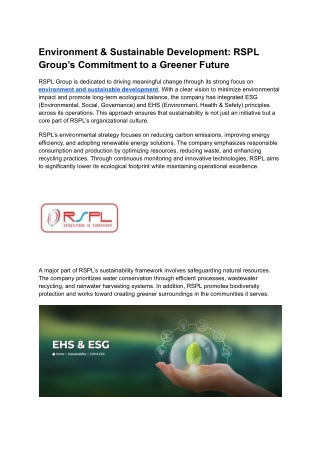 Environment Sustainable Development _ RSPL Group