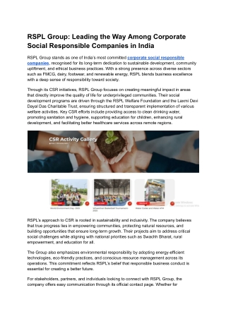 Corporate Social Responsible Companies _ RSPL Group