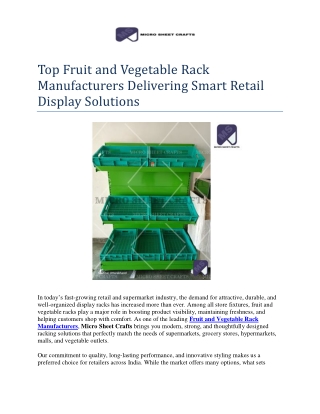 Top Fruit and Vegetable Rack Manufacturers Delivering Smart Retail Display Solutions