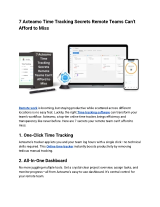 7 Acteamo Time Tracking Secrets Remote Teams Can’t Afford to Miss