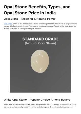 Opal Stone Benefits, Types, and Opal Stone Price in India