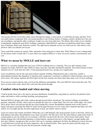 MOLLE vs Laser-Cut Platforms: Comfort, Customization, and Cost