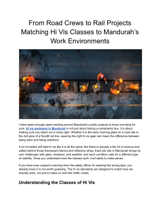 From Road Crews to Projects Matching Hi Vis Classes to Mandurah’s Environment