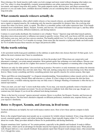 Cosmetic Muscle Relaxers: Myths, Facts, and Best Practices