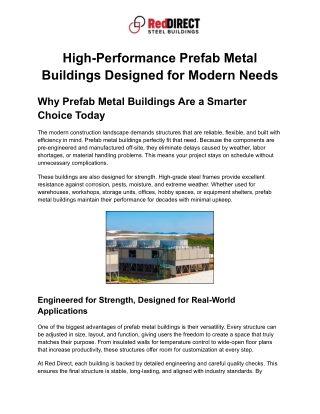 High-Performance Prefab Metal Buildings Designed for Modern Needs