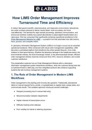 How LIMS Order Management Improves Turnaround Time and Efficiency