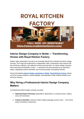 Interior Design Company in Noida | Stylish & Functional Interiors