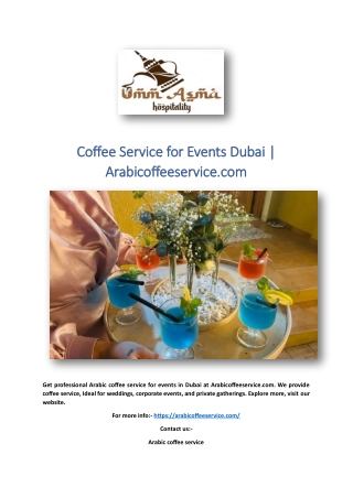 Coffee Service for Events Dubai | Arabicoffeeservice.com