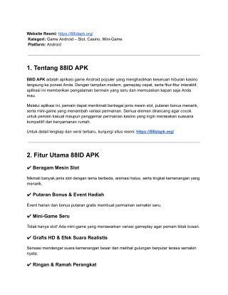 88ID APK – Panduan Lengkap & Informasi Unduhan Resmi