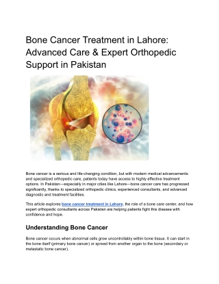 Bone Cancer Treatment in Lahore_ Advanced Care & Expert Orthopedic Support in Pakistan