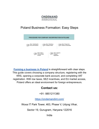 Poland Business Formation Easy Steps