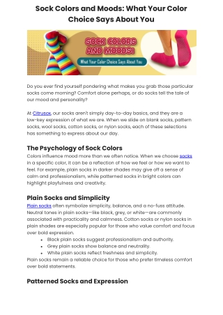 Sock Colors and Moods: What Your Color Choice Says About You