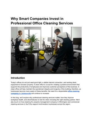 Why Smart Companies Invest in Professional Office Cleaning Services