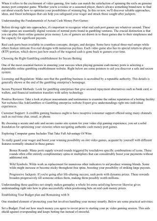 Secure Your Bet: How to Win Huge on Genuine Cash Slot Games