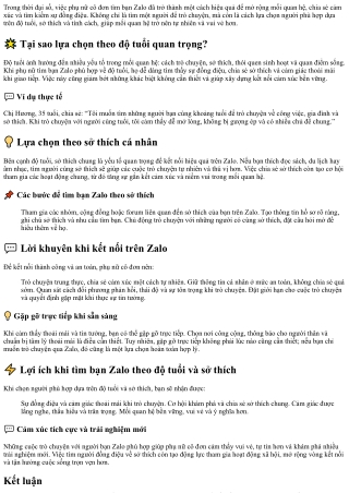 Phụ nữ cô đơn tìm bạn Zalo – Lựa chọn theo độ tuổi và sở thích