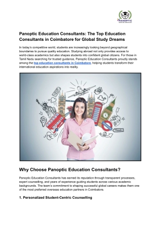 Panoptic Education Consultants_ The Top Education Consultants in Coimbatore for Global Study Dreams