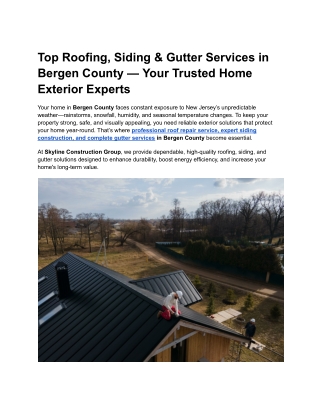 Top Roofing, Siding & Gutter Services in Bergen County | Expert Installation, Re
