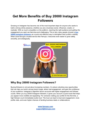 Get More Benefits of Buy 20000 Instagram Followers