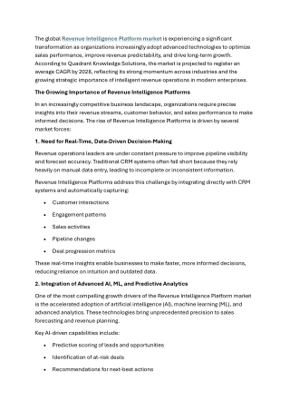 Revenue Intelligence Platform Market 2025: Powering Smarter, Data-Driven Revenue