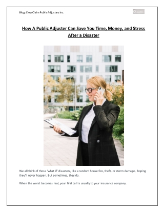 How A Public Adjuster Can Save You Time, Money, and Stress After a Disaster