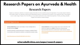 Explore Research Papers on Ayurveda, Herbal Medicine & Holistic Health