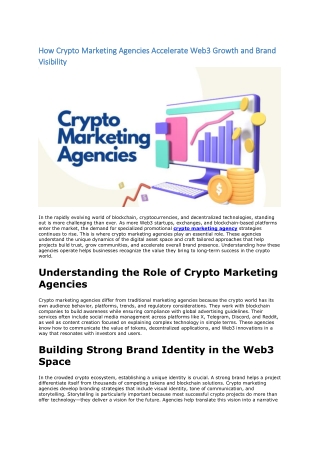 How Crypto Marketing Agencies Accelerate Web3 Growth and Brand Visibility