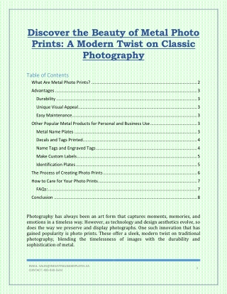 Discover the Beauty of Metal Photo Prints: A Modern Twist on Classic Photography