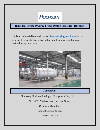 Industrial Freeze Dryer & Freeze Drying Machines  Huchuan