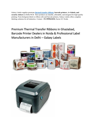 A-4 Labels Manufacturers in Delhi | Security Label Manufacturers in Delhi & Ghaz