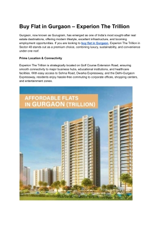 Buy Flat In Gurgaon _ Trillion