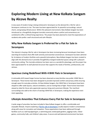 Exploring Modern Living at New Kolkata Sangam by Alcove Realty