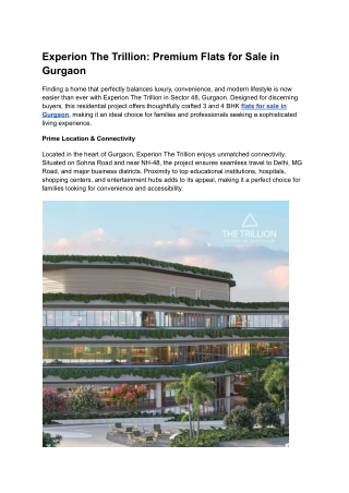 Flats For Sale in Gurgaon _ Trillion